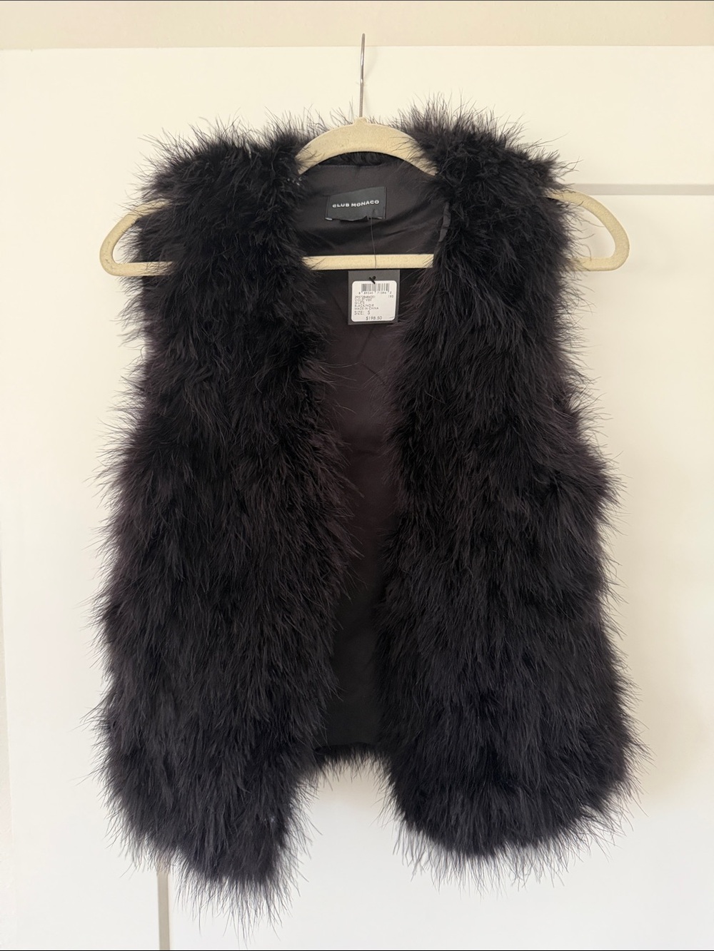 Ella Moss Black Faux-Fur Open Front Vest